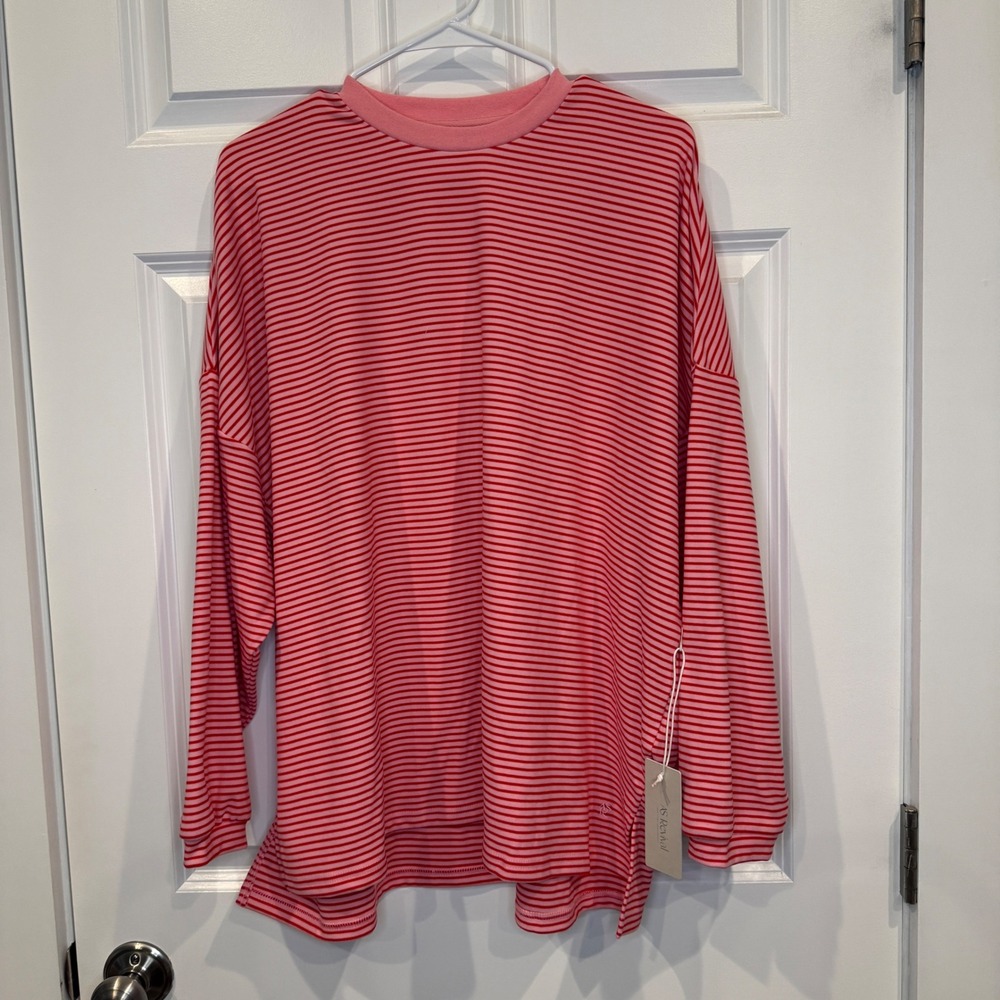 AS Revival Womens‎ Pink Red Striped Long Sleeve Crew Neck Top Size XXS/XS NWT